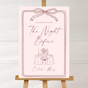 Whimsical Welcome to the Night Before Sign - Wedding Rehearsal Dinner Sign Printable  Editable Canva Template  Night Before Wedding Decor