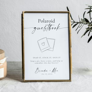 Polaroid Guestbook Sign Template - Photo Guest Book Printable  Snap It Stick It Sign  Canva Editable Wedding Sign  Instant Download
