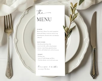 Modèle de menu de mariage minimaliste : carte de dîner imprimable en toile (téléchargement instantané), MC25