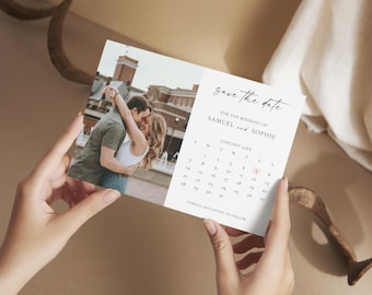 Save The Date Calendar Template: Photo Wedding Announcement (Instant Download), MC25
