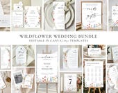 Wildflower Wedding Template Bundle: Editable Canva Stationery Set (Digital Download)