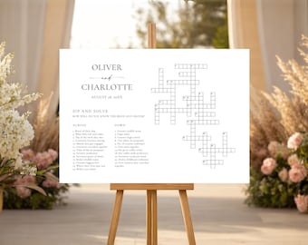 Wedding Crossword Sip and Solve Puzzle: Minimalist DIY Giant Game Template (Editable Canva), MC25