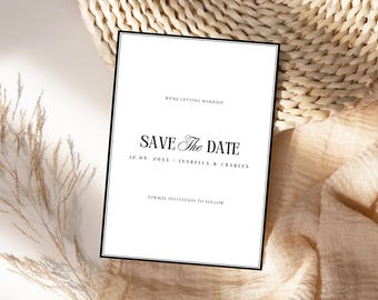 Minimal Modern Save the Date Template: Editable Old Money Wedding Card (Printable), OM25