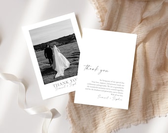 Modern Minimalist Wedding Thank You Card with Photo (Digital Download, 4x6 & 5x7"), MC25