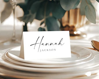 Marque-places de mariage minimalistes : étiquettes modifiables, modèle Canva (téléchargement numérique), MC25