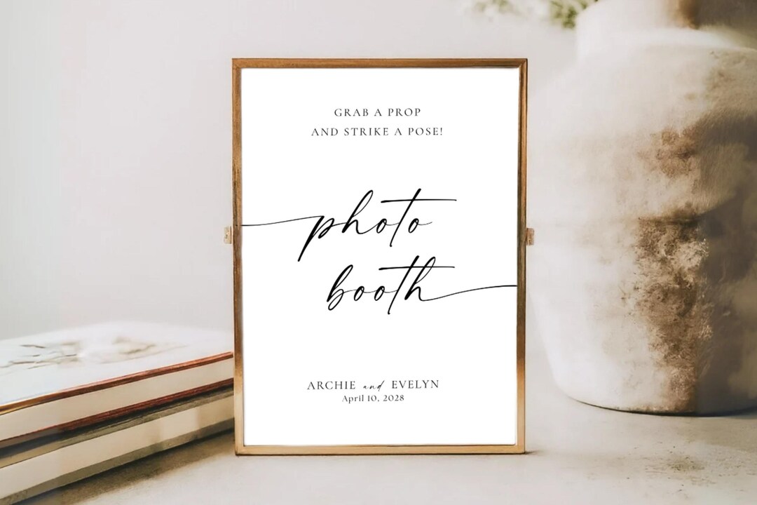 Minimalist Wedding Photo Booth Sign Template (editable Canva), MC25 - Etsy
