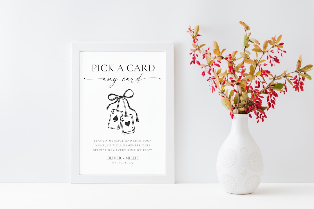 Playing Cards Wedding Guest Book Sign: Minimalist Canva Template ...