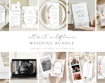 Ultimate Wildflower Wedding Template Bundle: Minimalist Editable Invitation Suite (Digital Download), WF18