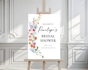 Wildflower Bridal Shower Welcome Sign Template: Editable Canva Design (Instant Download)