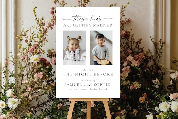 These Kids Are Getting Married Sign: Rehearsal Dinner Photo Template (Canva Digital Download), MC25