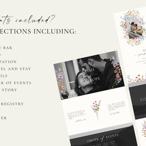 Editable wildflower wedding website template Canva, floral wedding website template, personalized wedding website design, digital wedding website, RSVP wedding website, romantic wildflower wedding website, modern wedding website template, wedding landing page template