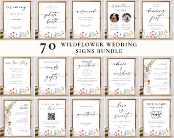 Wildflower Wedding Sign Templates Bundle: 70 Editable Floral Decor (Digital Download), WF18