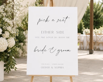 Open Seating Wedding Sign: Editorial Sit Anywhere Reception Signage Minimalist (Editable Template), EC26