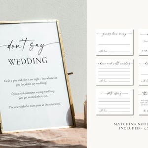 Editable wedding sign and note card template preview – minimalist wedding stationery for bridal showers, rehearsal dinners, or engagement parties, Canva printable design.