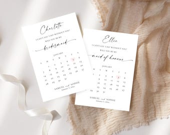 Tarjeta minimalista de propuesta de dama de honor: Plantilla editable de Canva (descarga digital), MC25