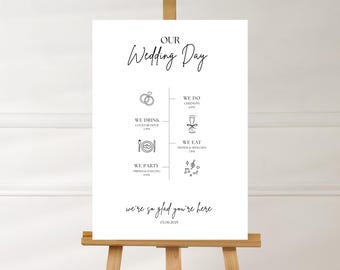 Editable Wedding Itinerary Sign Template: Modern Timeline (Digital Download)