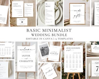 Basic Minimalist Wedding Template Bundle: Editable Suite (Canva, Instant Download), MC25