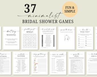 Bridal Shower Games Bundle: 37 Printable Wedding Shower Activities (Canva Template)