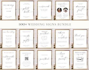 Lot de panneaux de signalisation de mariage minimalistes : plus de 100 modèles Canva modifiables (téléchargement numérique), MC25