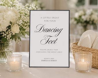 Dancing Feet Wedding Sign: Old Money Flip Flop Editable Printable Template (Digital Download), OM25