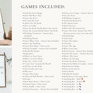 Modern bridal shower games list – full bundle of printable wedding shower games and activities for brides, editable Canva templates, minimalist design, instant download.