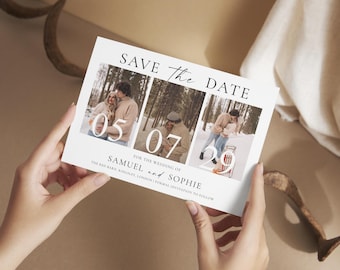 Modèle Save the Date pour collage photo : mariage bohème moderne (téléchargement numérique), MC25