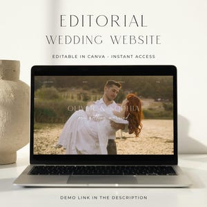 Editorial Wedding Website Template: Minimalist Web Invitation With Online RSVP (Editable Canva), EC26