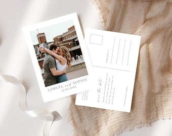 Minimalist Photo Save the Date Postcard: Wedding Invitation (Editable Template)