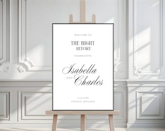 Old Money Rehearsal Dinner Welcome Sign: Minimalist The Night Before Wedding Template (Editable Download), OM25