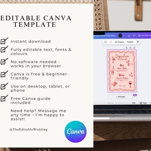 Editable Canva wedding signs bundle template preview, wildflower floral reception sign printable pack, instant download templates