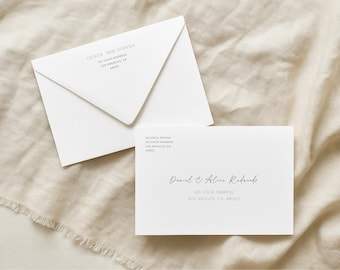 Modèle d'adresse éditorial pour enveloppe de mariage : impression minimaliste sur toile A7 (téléchargement numérique), EC26