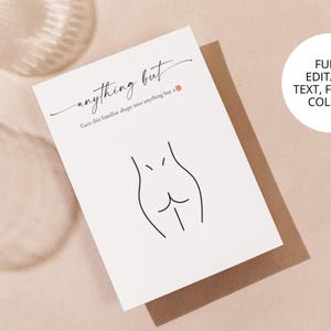 Flatlay of Anything But bachelorette party game template — editable bridal shower game, funny hen party game, adult drinking game instant download.