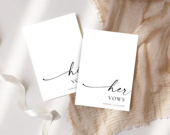 His and Her Wedding Vow Books Template: Minimalist Vow Booklet Set (Digital Download), MC25