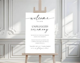 Minimalist Unplugged Ceremony Wedding Sign Template (Digital Download), MC25