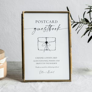 Postcard Guestbook Sign Wedding Template -  Editable Wedding Guestbook Sign Modern Alternative Guest Book Instant Download