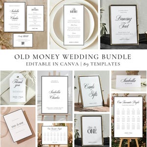 Old Money Wedding Template Bundle: Classic Signs, Editable Invitation Suite (Canva, Instant Download), OM25