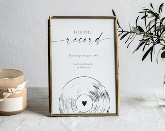 Plaque de livre d'or de mariage pour disque vinyle : modèle sur toile minimaliste moderne (téléchargement numérique), MC25