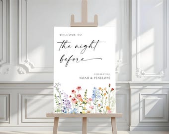Wildflower Rehearsal Dinner Welcome Sign: Editable Floral Template (Editable Printable), WF18
