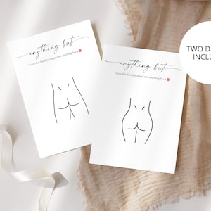Two printable designs included — Anything But funny bachelorette party game, adult bridal shower drawing activity, instant download hen night party games.
