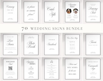 Modèles de panneaux de mariage Old Money : lot de 70 panneaux de réception modifiables minimalistes (imprimables), OM25