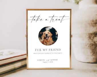 Dog Treat Wedding Sign Template: Pet Party Favor (Editable, Canva) MC25