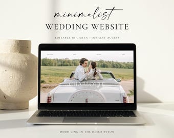 Elegant Wedding Website Template: Minimalist Web Invitation With Online RSVP (Editable Template)