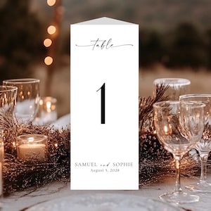 Wedding Trifold Menu Table Number, Minimalist Triangle Table Stand, Editable Reception Dinner Menu Sign, Canva Template