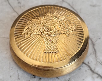 Vintage Cara Nome Compact, Rouge Case, Sunburst/Flower Boquet Basket Design, Circa 1930 - 40s