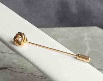 Vintage Twist Knot Stick Pin By Monet: Gold-tone, Lapel, Tie, Hat, Scarf Accessory