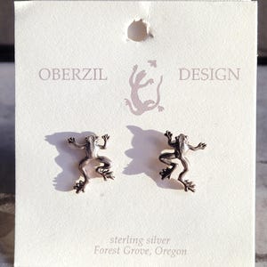 Sterling Silver Frog Earrings By Oberzil Design - On Original Packaging, Circa 1990's