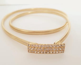 80s Gold Metal Stretch Belt | Skinny Slinky Belt | Skinny  display picture 2