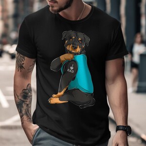 Rottweiler Dad T-Shirt, Tattoo Dog Lover Gift, Funny Rottie Tee, Cute Dog Graphic, Dog Dad Shirt, Father&#39;s Day Gift for Dog Dad