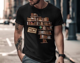 Education Is Freedom T-Shirt, Bookshelf T-Shirt, Teacher Gift, Librarian Shirt, Education Tee, Graduation Gift, Book Lover Apparel