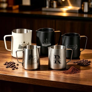 Personalized Milk Frothing Pitcher,Laser Engraved Cup,Latte Art Pitcher,Coffee Lover Gift,Personalized Gift,Anniversary Gift,Coffee Tools.
